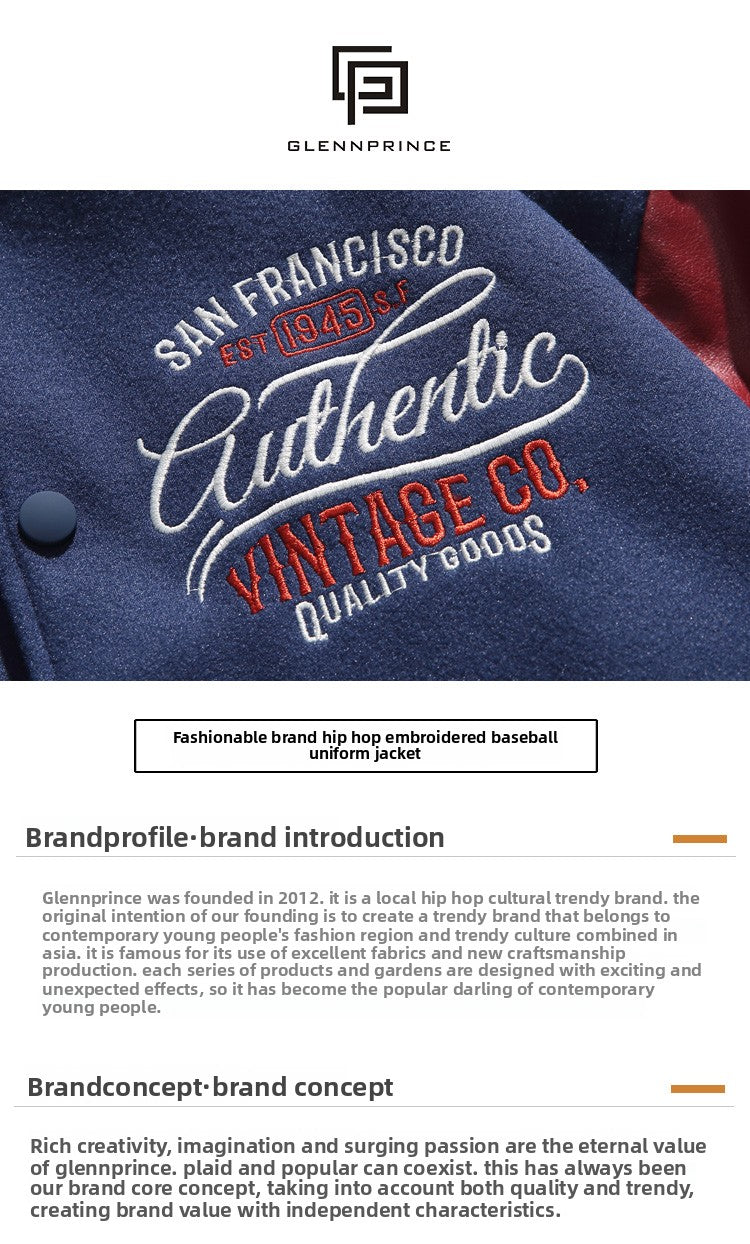 American Style Trendy Brand Patchwork Baseball Jacket for Men, Autumn and Winter Retro Cotton Jacket, Spring and Autumn New Couple Jacket