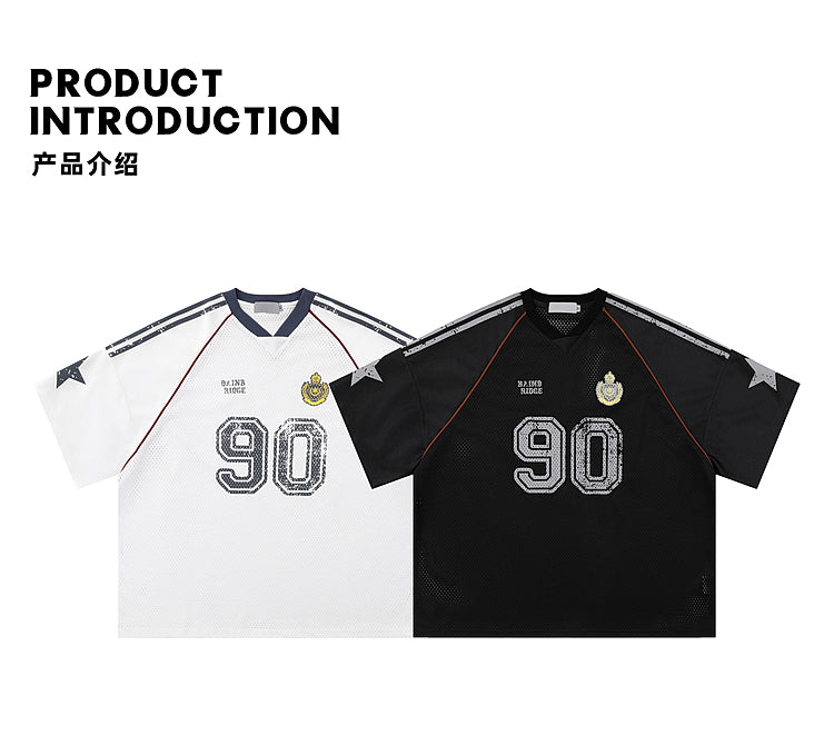 American Street Style T-Shirt for Men and Women 2025 Summer Rugby Jersey Short Sleeve Oversize Loose Casual Top