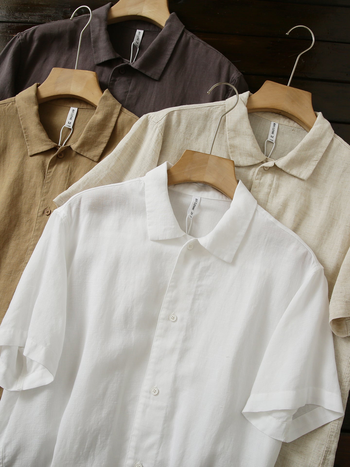 Cool Antibacterial Linen/Lyocell Men's Summer Turn-down Collar Loose Casual Short Sleeve Shirt Top
