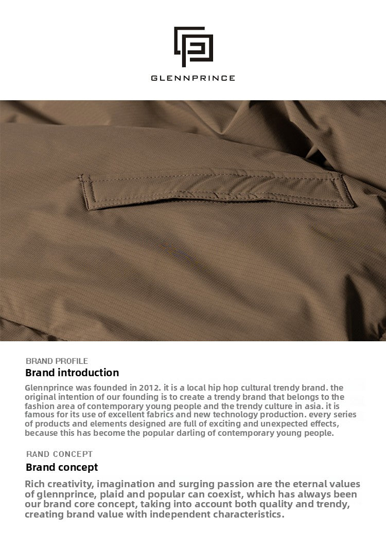 American Retro Basic Stand Collar Workwear Down Jacket for Men Winter Versatile Couple White Duck Down Coat