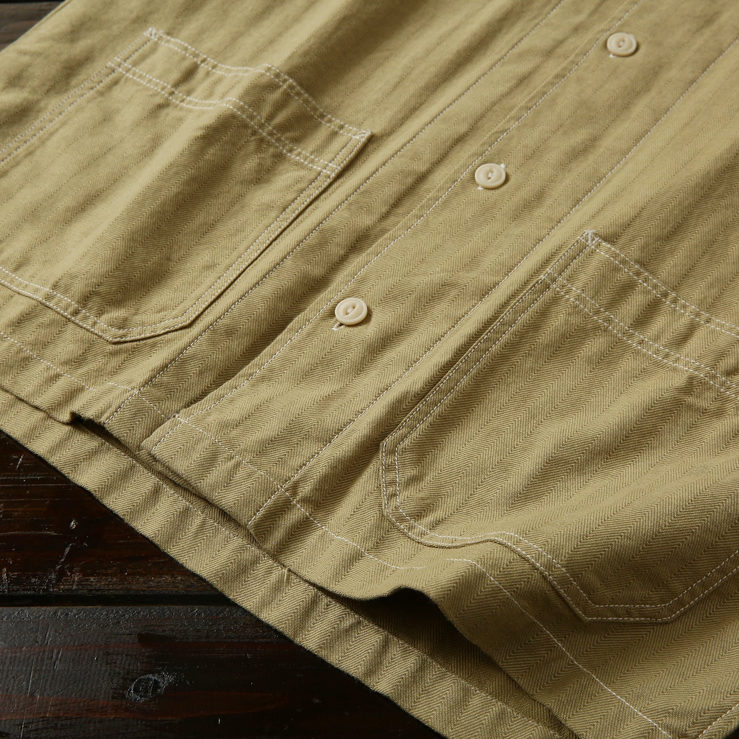 100% Cotton Herringbone Summer Men's Loose Casual Short Sleeve Work Shirt Top