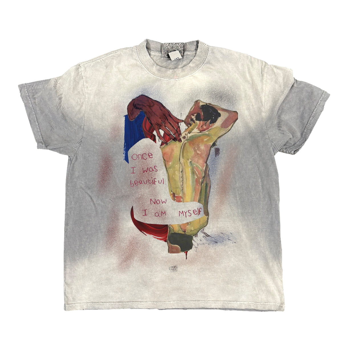 Creative Phrase Printing Hardcore Illustration Ins Distressed American Wear 180G Short Sleeve T-shirt Top