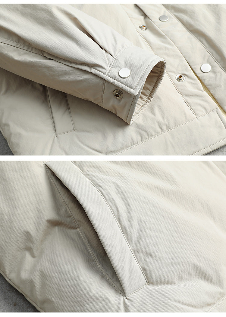 Men's CMZK Japanese Minimalist Down Jacket - 90% Duck Down Lightweight Lapel Light Luxury Coat