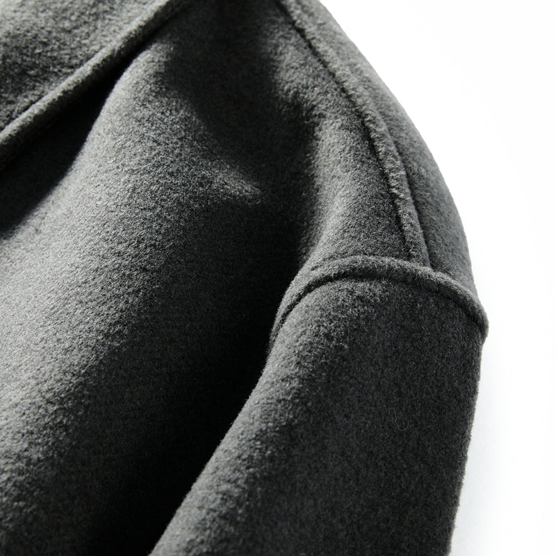 Korean Minimalist Workwear Jacket – Thickened 53% Sheep Wool, Turn-Down Collar for Autumn/Winter