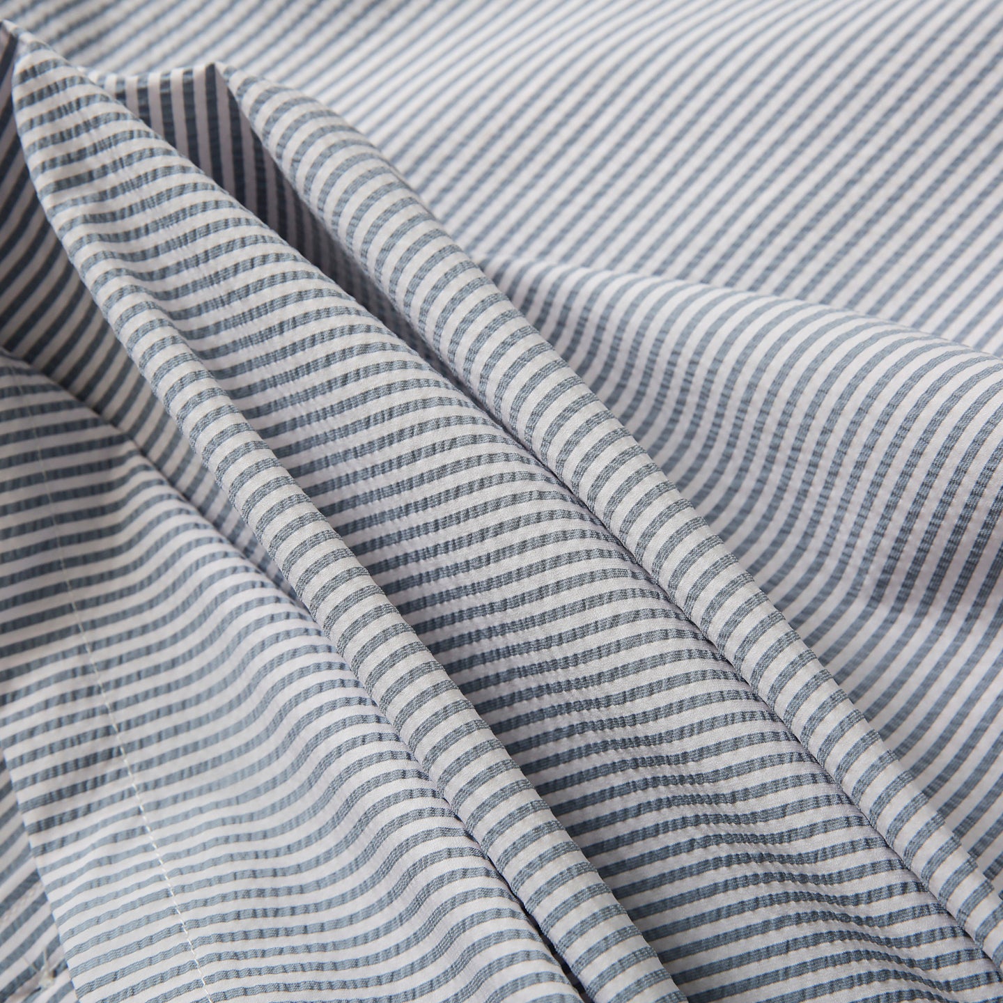 Bubble Gauze Texture 7A Antibacterial Cool Summer Men's Cuban Collar Striped Short Sleeve Shirt Top