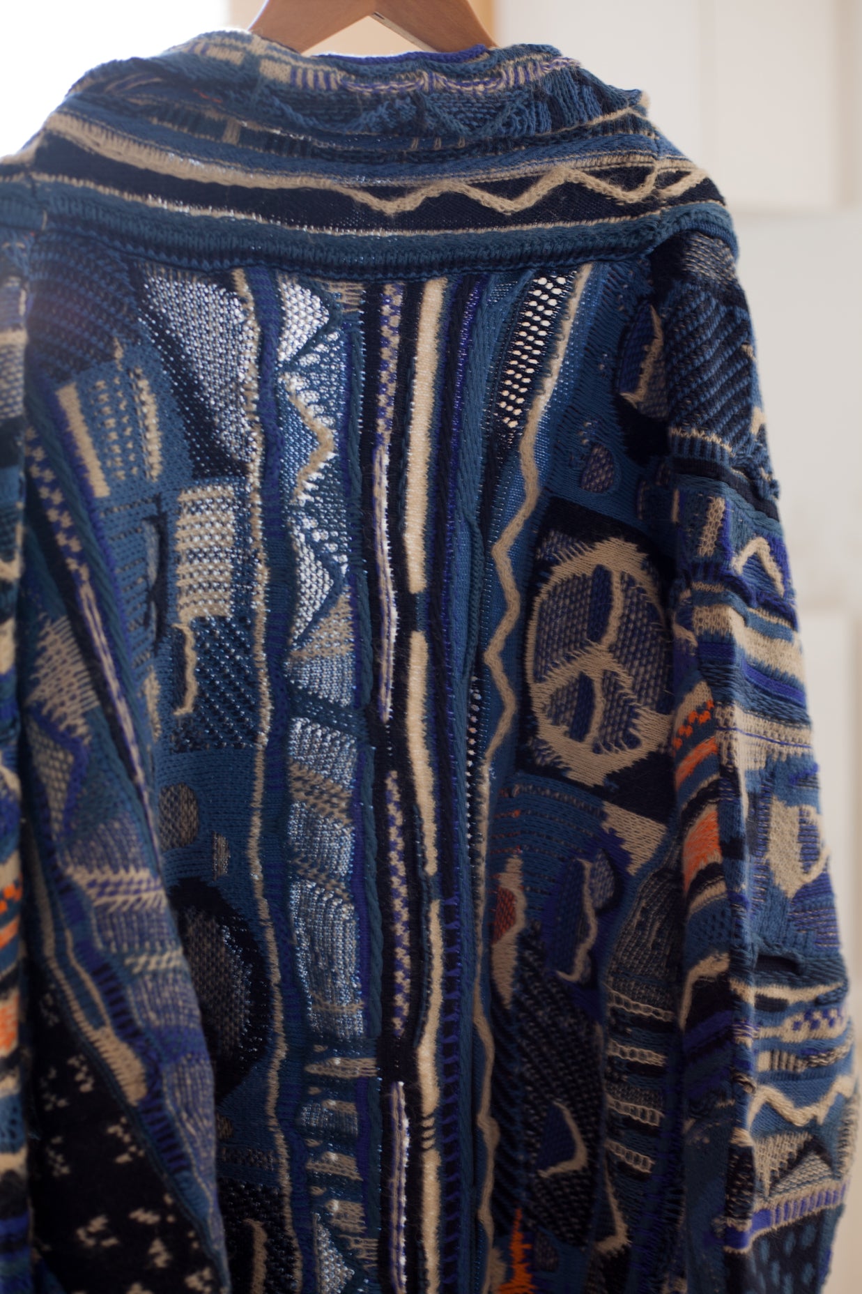 Vintage Anti-War Knit Cardigan – Japanese-Inspired Blue Oversized Sweater