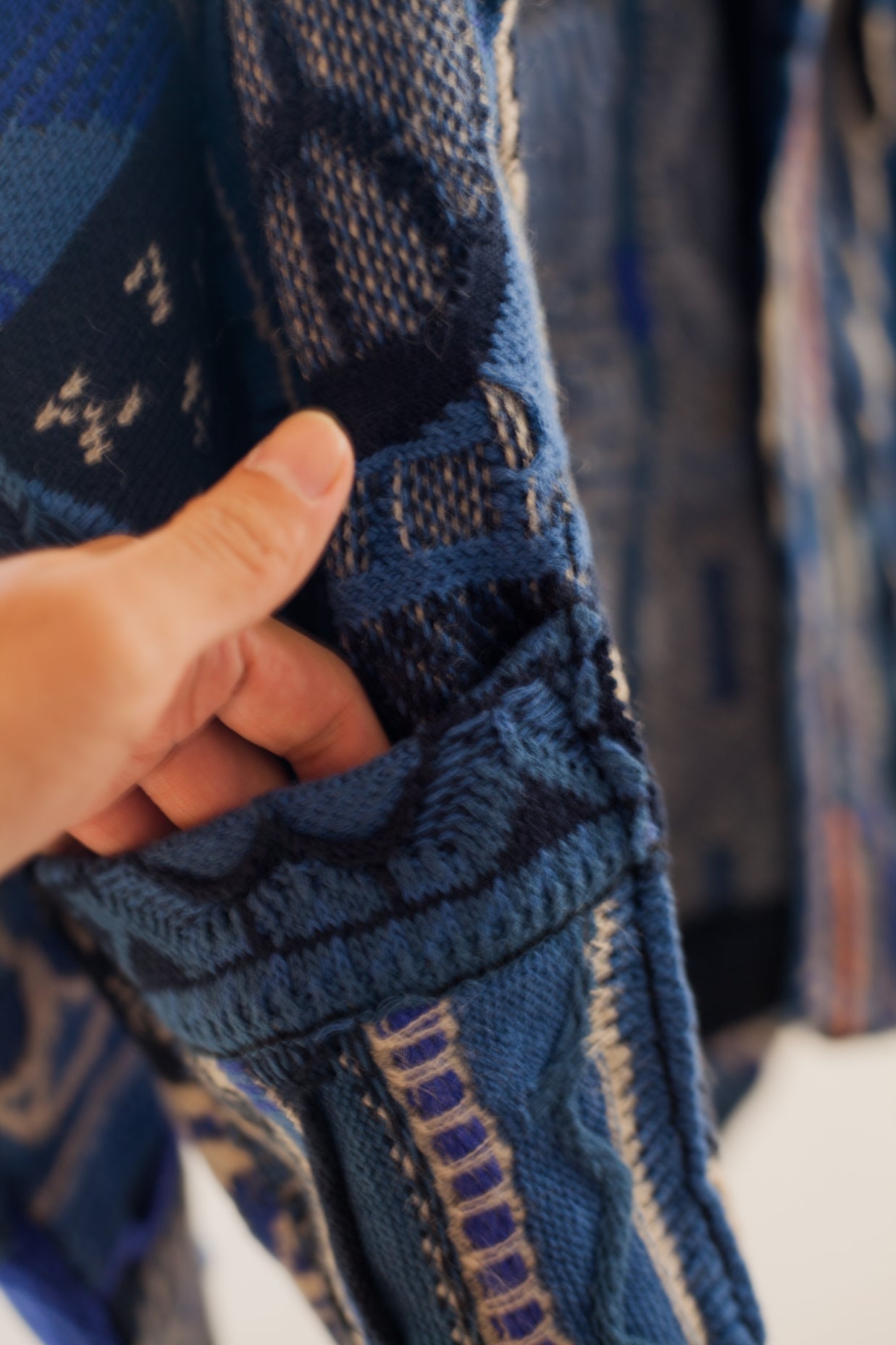 Vintage Anti-War Knit Cardigan – Japanese-Inspired Blue Oversized Sweater