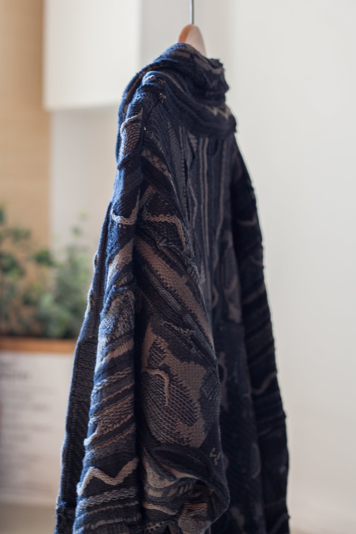 Vintage Anti-War Knit Cardigan – Japanese-Inspired Blue Oversized Sweater