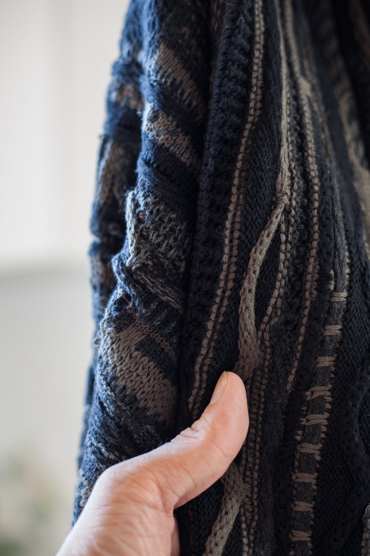 Vintage Anti-War Knit Cardigan – Japanese-Inspired Blue Oversized Sweater