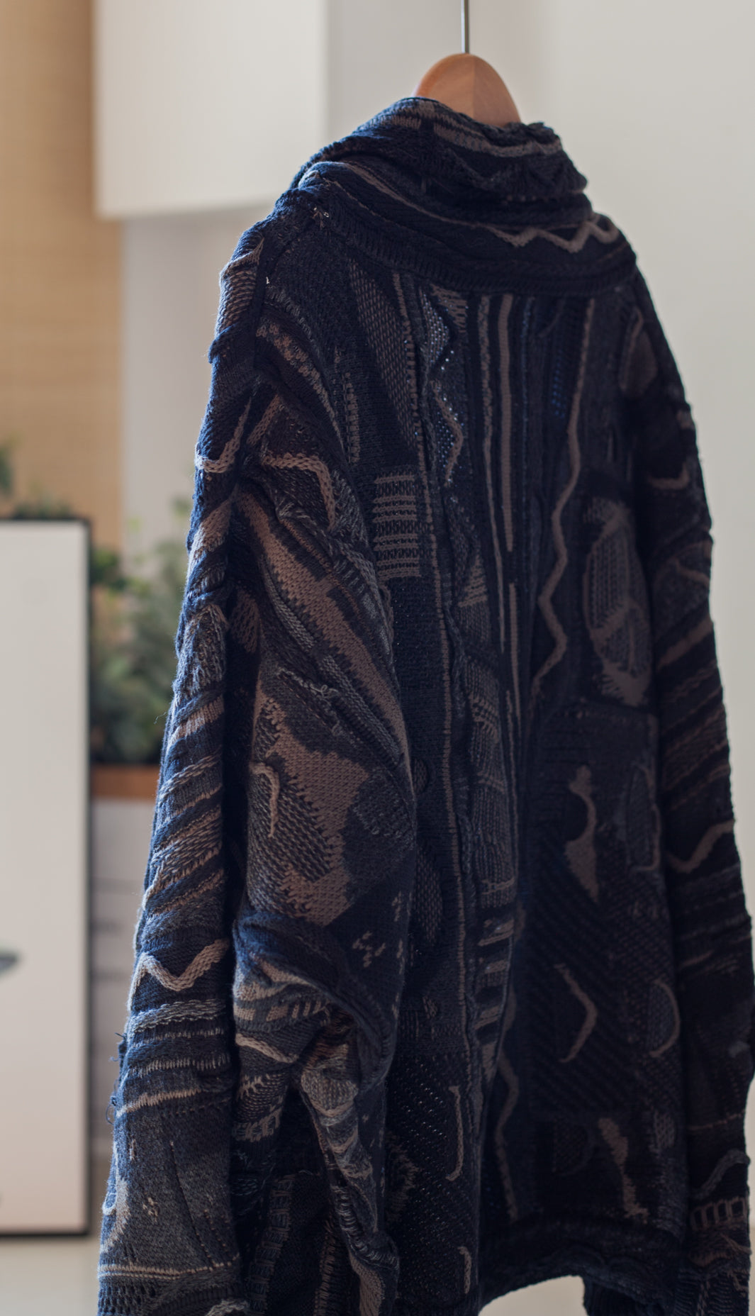 Vintage Anti-War Knit Cardigan – Japanese-Inspired Blue Oversized Sweater