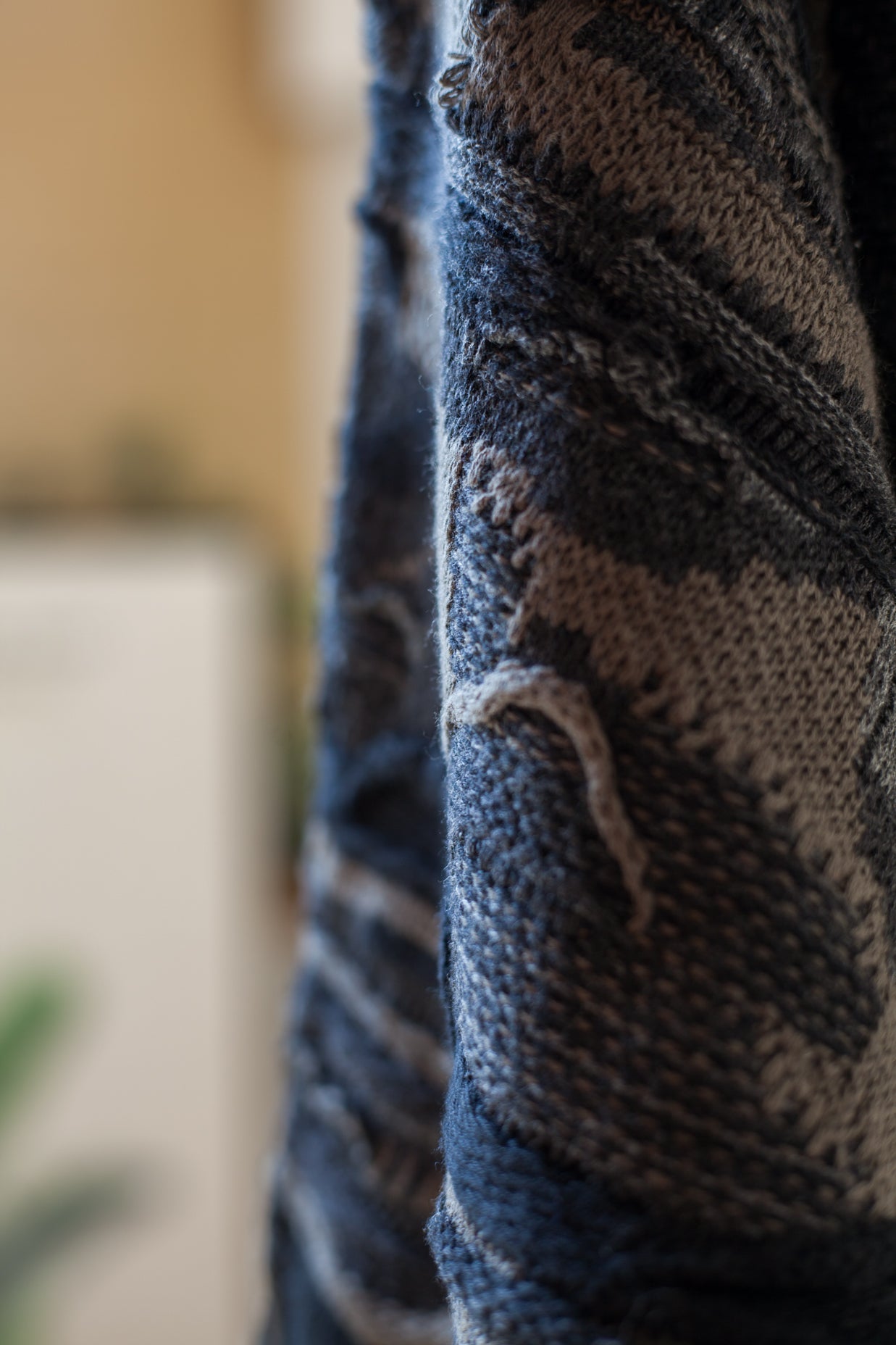 Vintage Anti-War Knit Cardigan – Japanese-Inspired Blue Oversized Sweater
