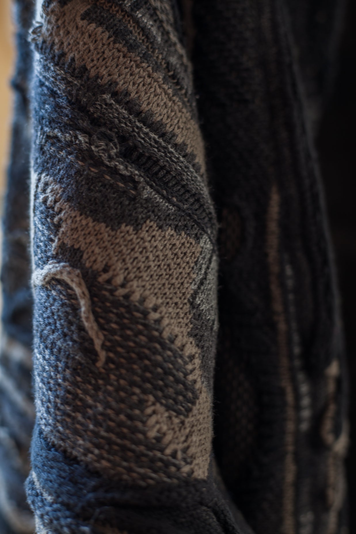 Vintage Anti-War Knit Cardigan – Japanese-Inspired Blue Oversized Sweater