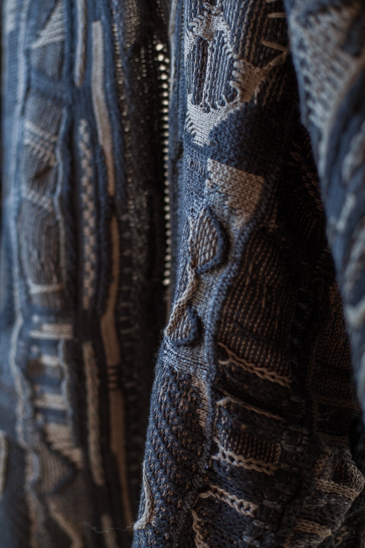 Vintage Anti-War Knit Cardigan – Japanese-Inspired Blue Oversized Sweater