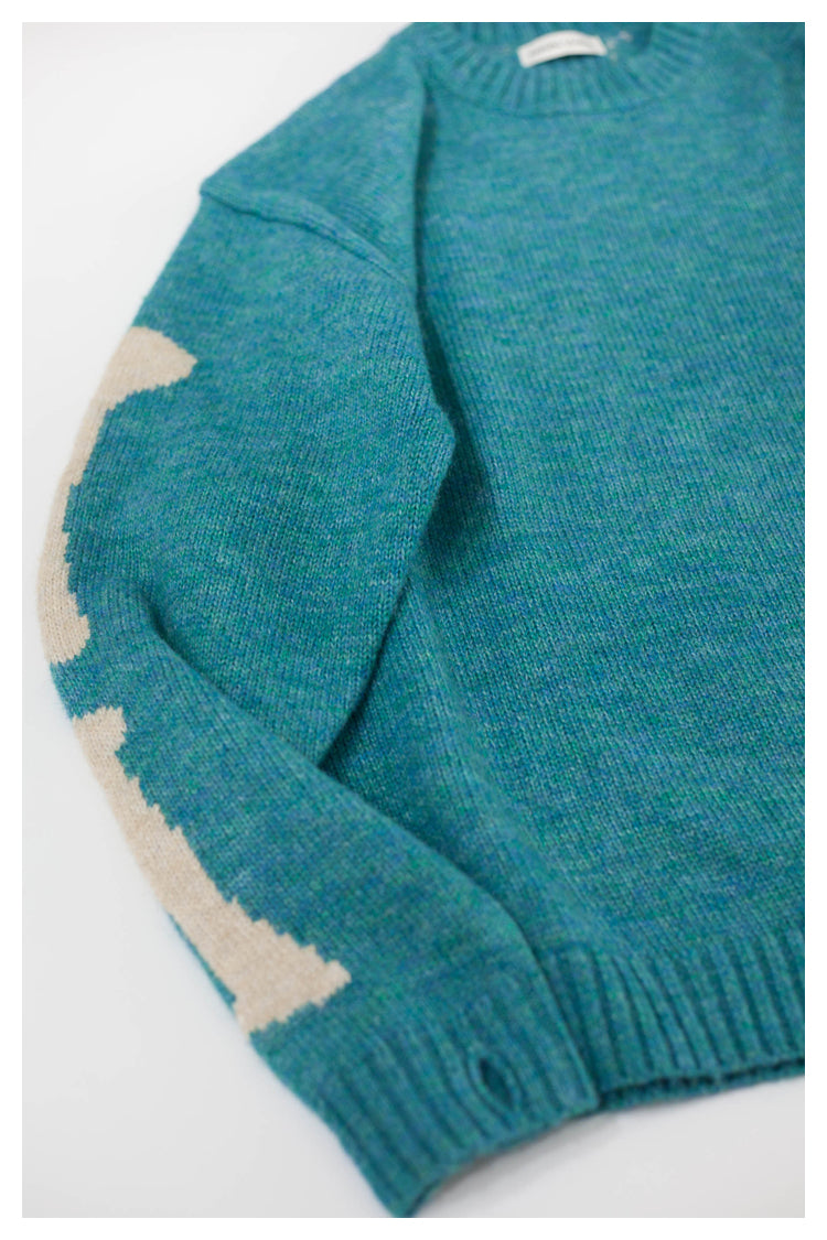 Japanese-style retro autumn and winter thick smiley face sweater round neck sweater