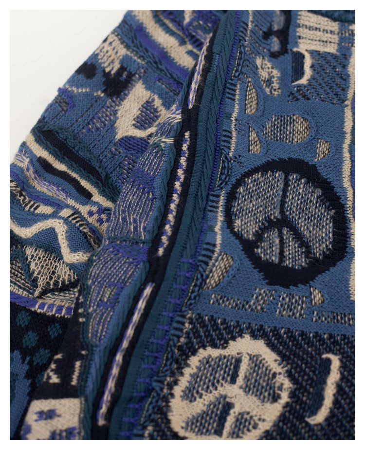 Japanese style anti-war retro couple heavy round neck pullover knitted sweater