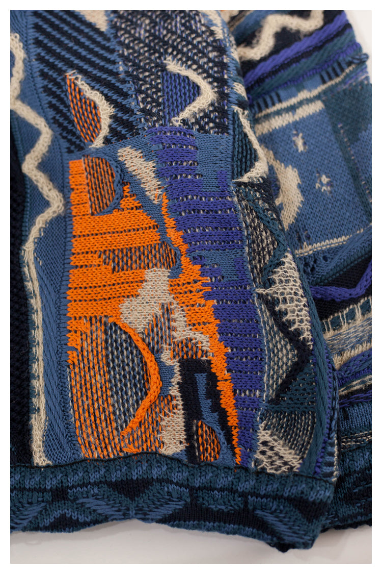 Japanese style anti-war retro couple heavy round neck pullover knitted sweater