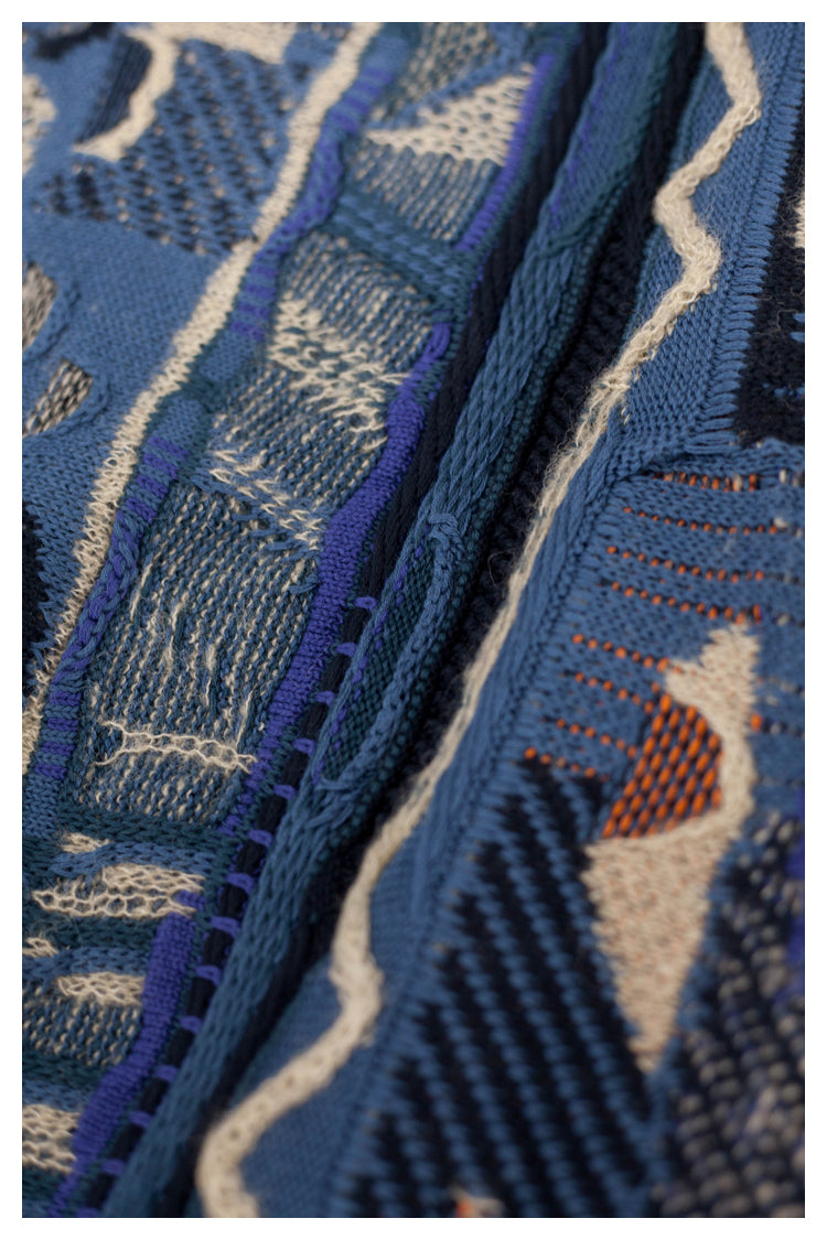 Japanese style anti-war retro couple heavy round neck pullover knitted sweater