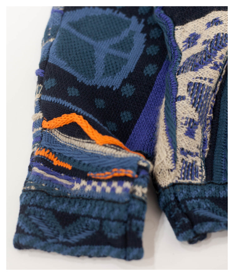 Japanese style anti-war retro couple heavy round neck pullover knitted sweater