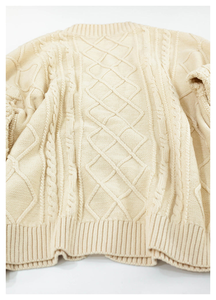 Japanese style niche retro arm smiley face knitted sweater cardigan coat