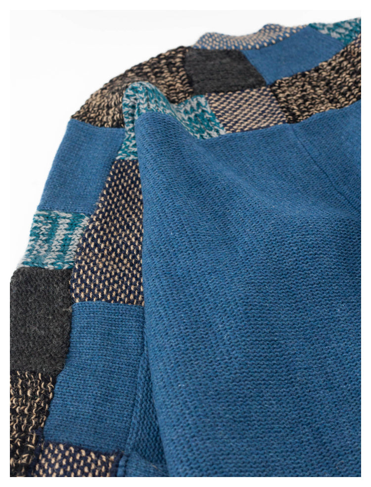 Spot Japanese retro blue patch knitted sweater Taoist robe