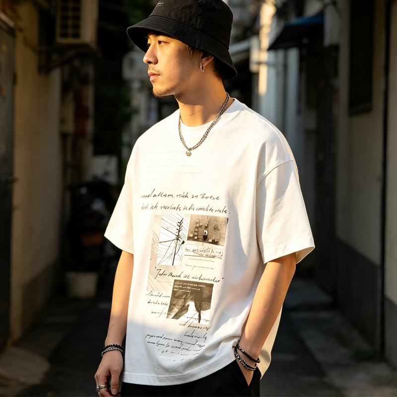 Loose Cotton Anime Print Short Sleeve Shirt – Niche Japanese Streetwear Graphic Tee for Men – Japanese vintage | yamalin clothes | Yamalinclothes