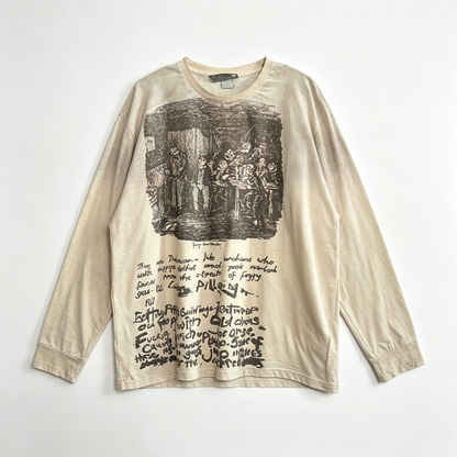 Illustration Heavyweight Washed Relaxed Long Sleeve T-Shirt – Niche Unisex