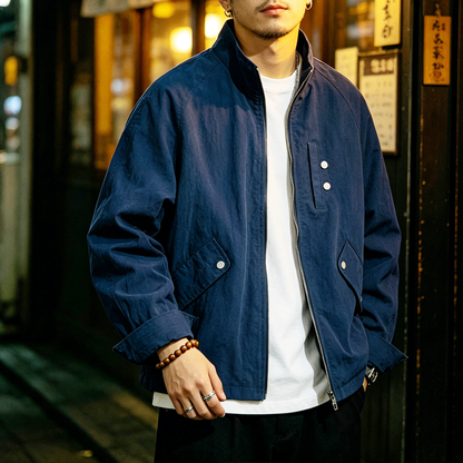 Japanese Outdoor Lightweight Stand Collar Cropped Jacket – Loose Silhouette Spring Jacket for Men – Japanese vintage | yamalin clothes | Yamalinclothes