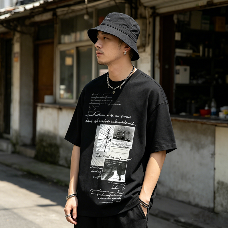 Loose Cotton Anime Print Short Sleeve Shirt – Niche Japanese Streetwear Graphic Tee for Men – Japanese vintage | yamalin clothes | Yamalinclothes