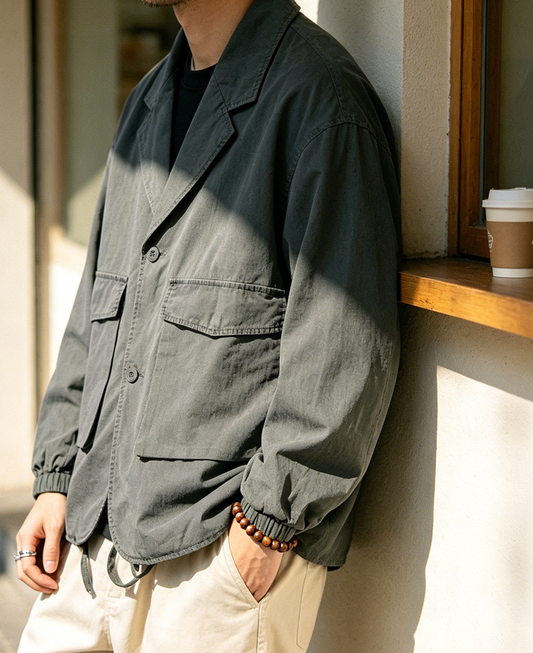Casual suit men's spring and autumn new Aramco card American heavy industry distressed retro trend cargo jacket jacket