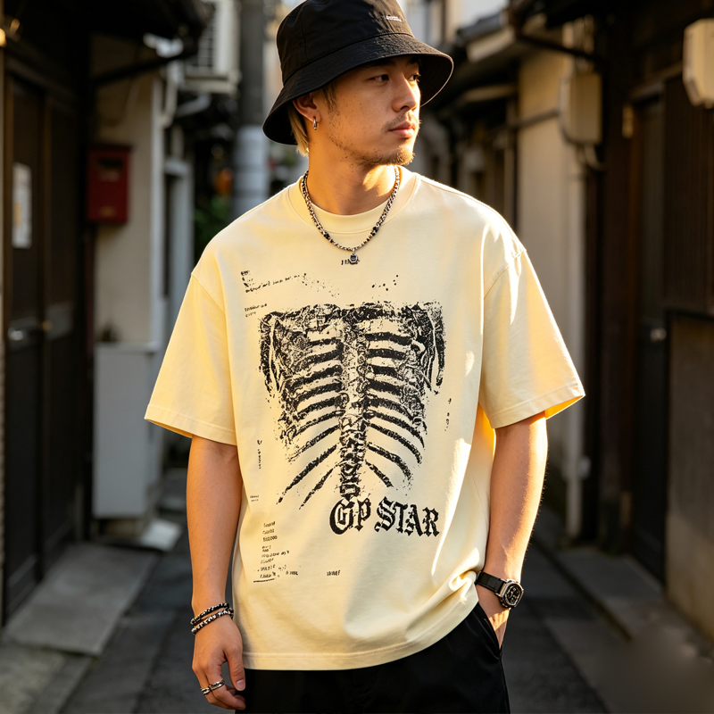American Printed Short Sleeve Cotton Shirt – Loose Fit Hip-Hop Streetwear Tee for Men – Japanese vintage | yamalin clothes | Yamalinclothes