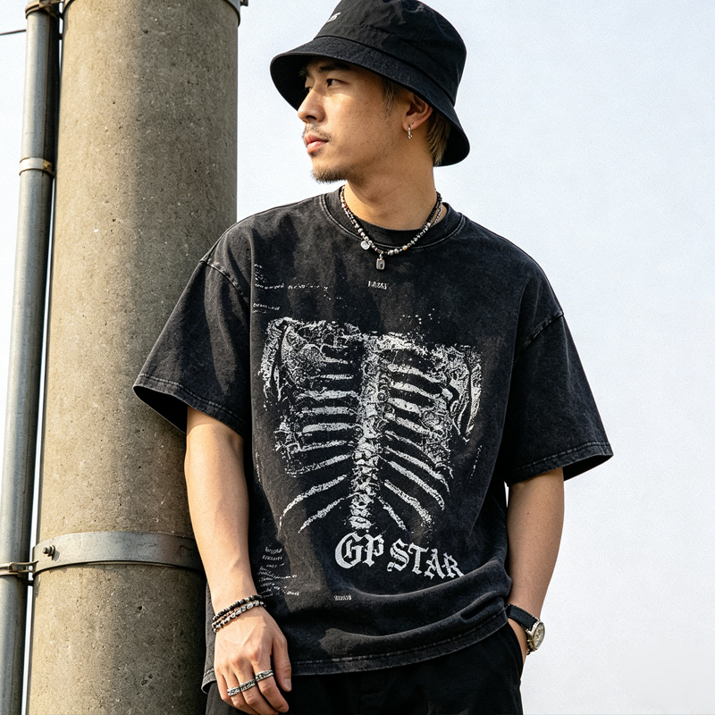 American Printed Short Sleeve Cotton Shirt – Loose Fit Hip-Hop Streetwear Tee for Men – Japanese vintage | yamalin clothes | Yamalinclothes