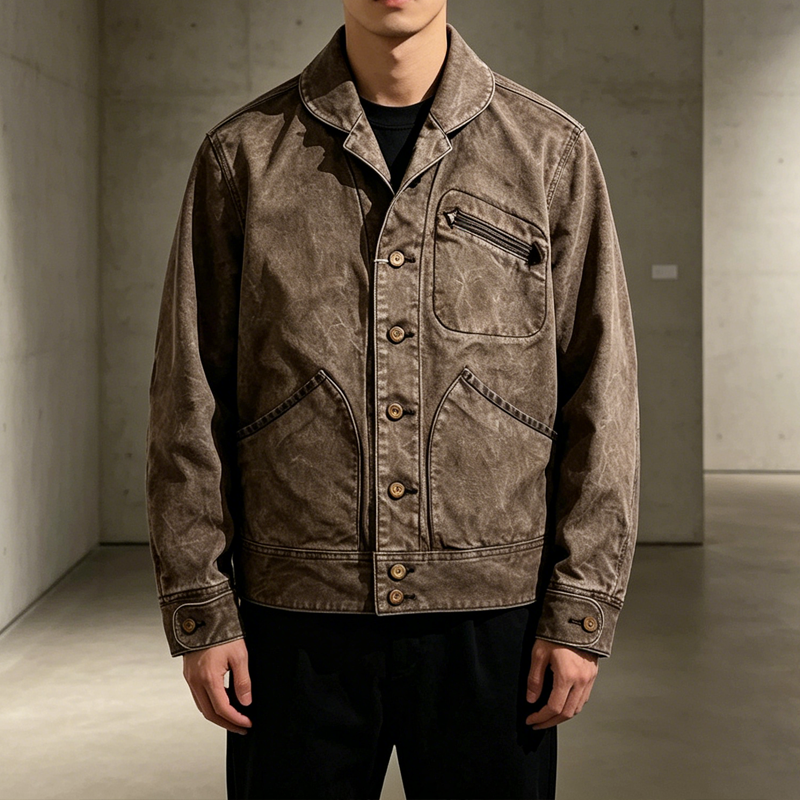 Vintage Distressed Patchwork Blazer – Deconstructed Retro Workwear Jacket for Men – Japanese vintage | yamalin clothes | Yamalinclothes
