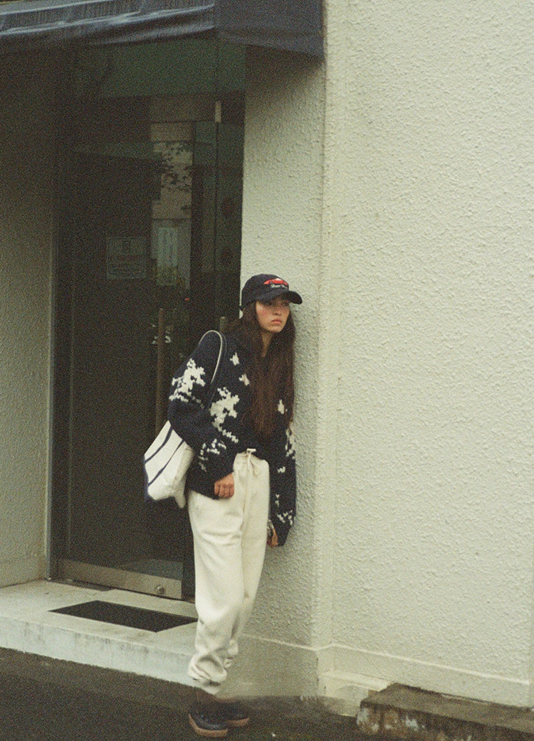 Handmade Wool Zipper Knit Sweater Coat