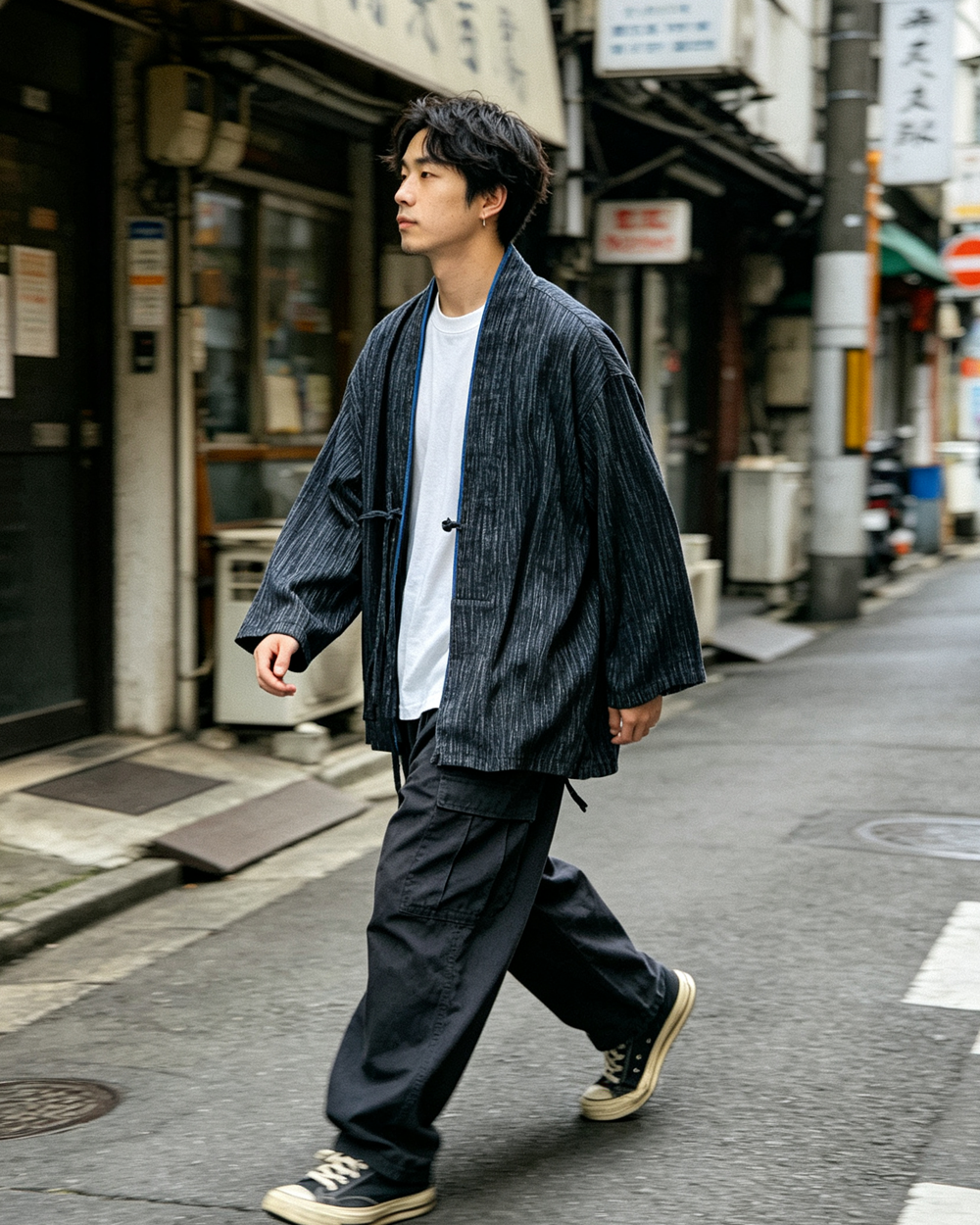 Indigo-Dyed Cotton Linen Haori Lace-Up Jacket – Chinese Japanese Unisex – Japanese vintage | yamalin clothes | Yamalinclothes