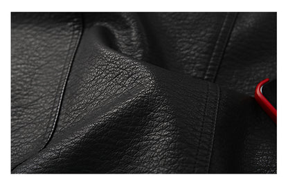 Men's American Retro Leather Jacket - Lychee Grain Stand Collar Motorcycle Coat