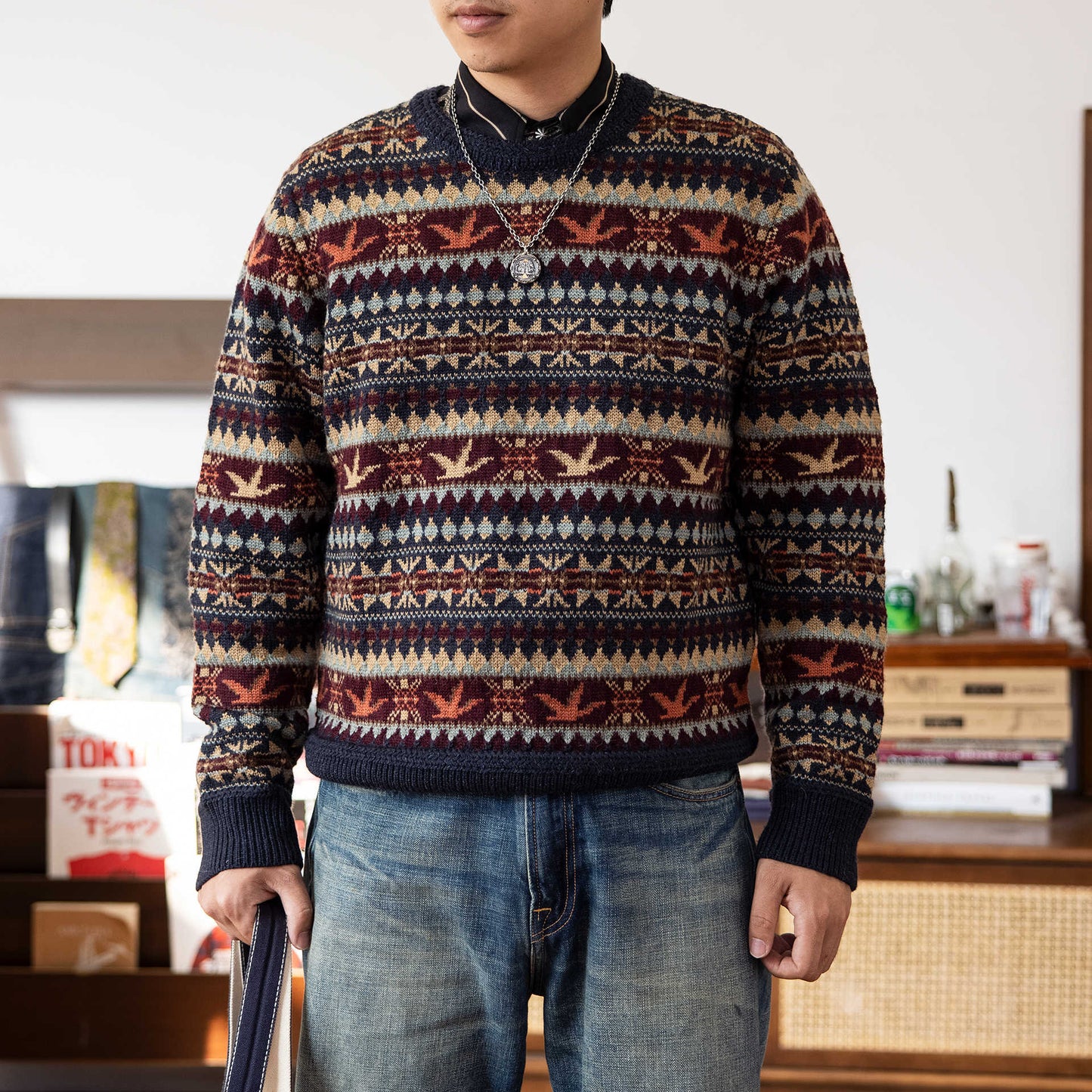 Vintage Neutral Waffle-Knit Long Sleeve Shirt – Spring/Autumn Unisex Casual