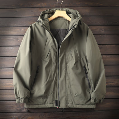 Men's Plus Size Euro-American Style Winter Jacket - Windproof Waterproof Hooded Thickened Cotton Coat