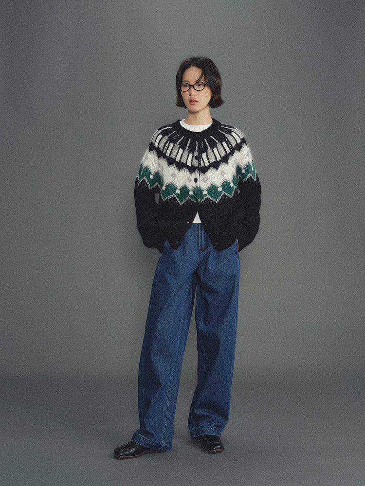 Shyshy Two Colors Choose Your Price Mohair Raw Materials Hand-Painted Design Sense Fairisland Sweater Cardigan Wool Top