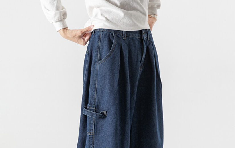 Vintage Wide Leg Jeans – Loose Fit Japanese Workwear Denim Pants for Men – Japanese vintage | yamalin clothes | Yamalinclothes