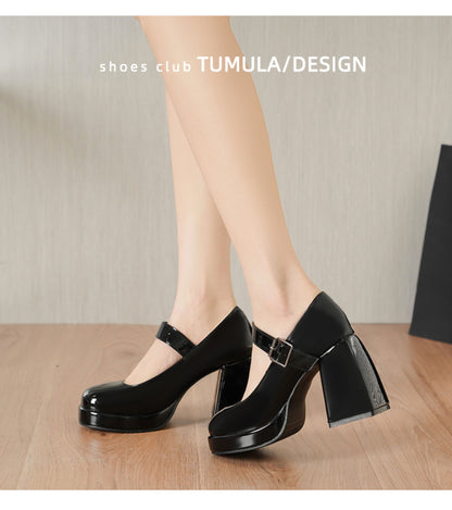 Women's French Style Mary Jane Wedding Shoes - Waterproof Platform Chunky Heel Elegant Bridesmaid Shoes