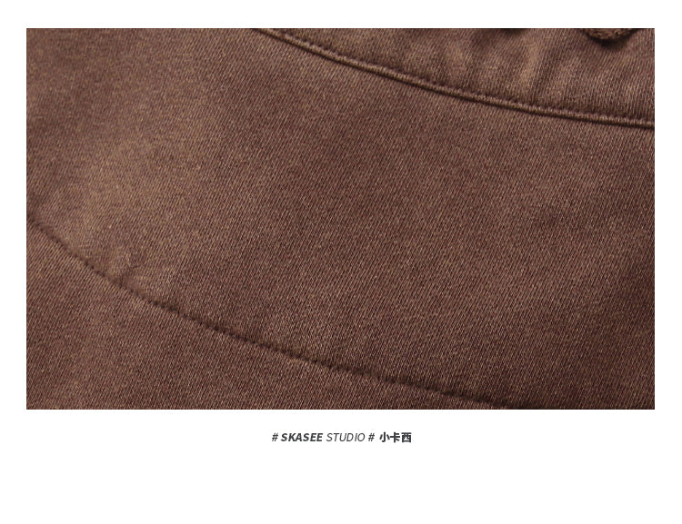 Unisex 465g Washed Vintage Sweatshirt - Boxy Half-Zip Snowflake Knit Pullover