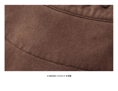 Unisex 465g Washed Vintage Sweatshirt - Boxy Half-Zip Snowflake Knit Pullover