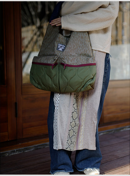 Original 2025 Spring New Retro Patchwork Design Single Shoulder Handbag Large Capacity Commuter Bag