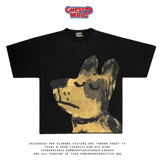 All Nature “Artist Cat” Hand-Painted Graphic Tee – Summer Short-Sleeve Fun Illustration
