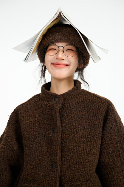 Japanese Style Wool Loop Short Coat - Thickened Stand Collar Jacket (Unisex)