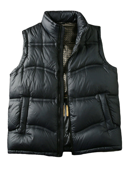 Men's 90% White Duck Down Stand Collar Vest - Autumn Winter Fully Glued High-Fluffiness Warm Jacket
