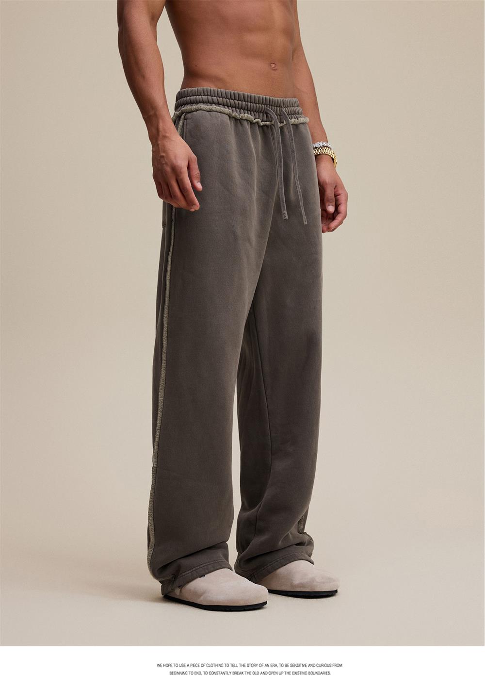 Heavyweight Fleece Washed Straight Sweatpants – Loose Casual American Style