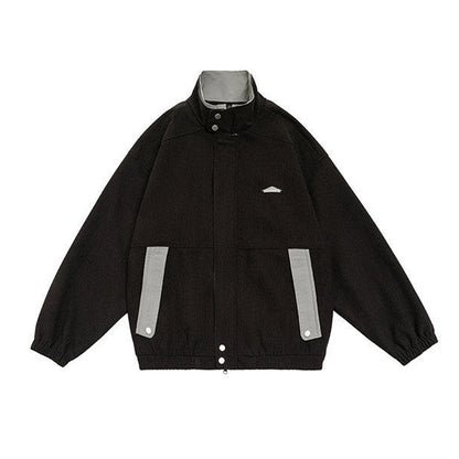 Corduroy Jacket – Contrast Stand Collar & Pocket Trim | Yamalinclothes