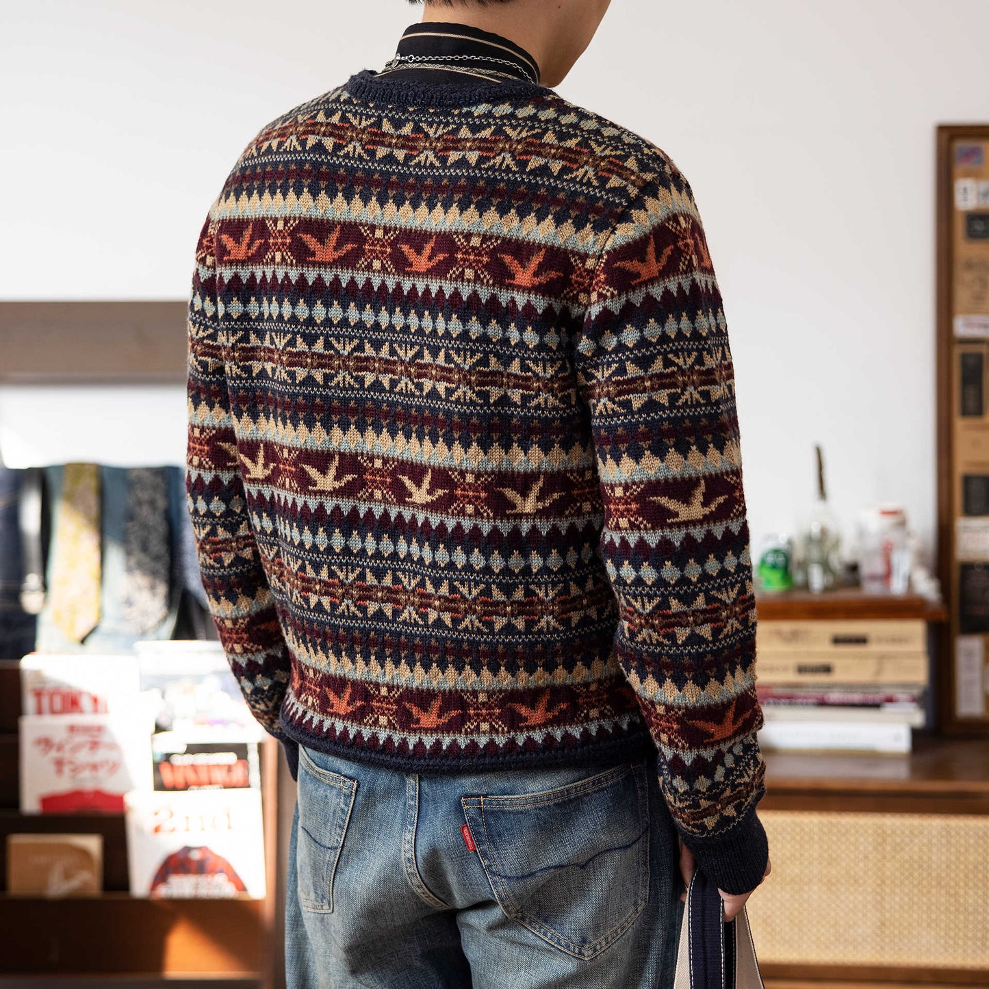 Vintage Neutral Waffle-Knit Long Sleeve Shirt – Spring/Autumn Unisex Casual