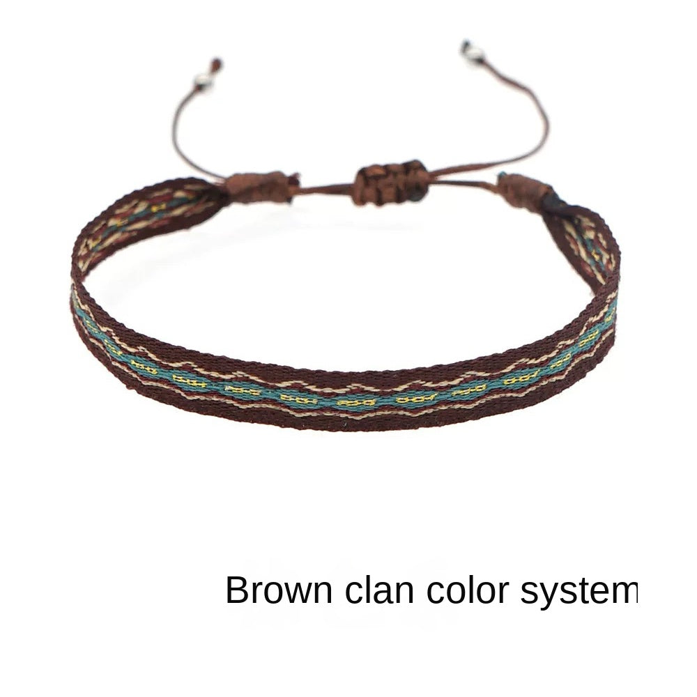 Spanish Guanaban Handmade Woven Bracelet Color-Block Niche Layered Ultra-Thin Couple Bracelet Ethnic Style